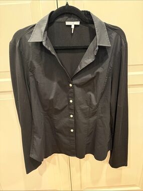 Hinson Wu Mixed Media Button-Front Collared Shirt